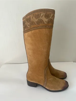 Nurture Tall Suede Boots with Paisley Tooled Detailing NEW 10 boho style paisley thumbnail 3