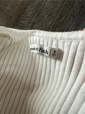 Abercrombie & Fitch Off-White Ribbed Wrap Crop Top thumbnail 10