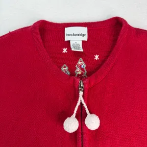 Breckenridge‎ Womens Red Ugly Christmas Sweater Vest Snowman Zip Medium Holiday thumbnail 2