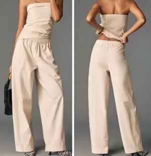 Anthropologie Maeve Poplin Sporty Pull-On Trousers, Size S thumbnail 2