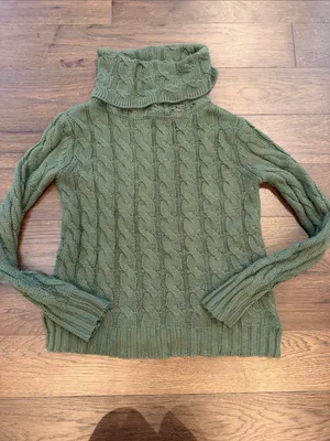 Ye Mak Olive Green Cable Turtleneck Sweater - Women’s Size Small - C27-139 thumbnail 2