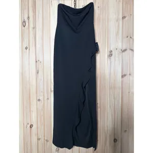 NWT Lulus After Hours Black Strapless Ruffled Maxi Dress Party Holiday Size S thumbnail 2