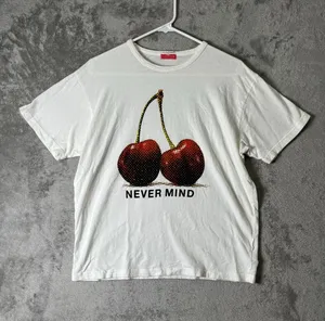 MOTHER The Sleep Over Tee XS White Cherry Graphic Never Mind Short Sleeve TShirt thumbnail 1