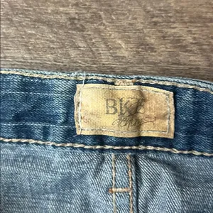 Y2K Buckle Denim Mini Skirt Sz 30 Low Rise Distressed Festival Indie Sleaze ♠️ thumbnail 4