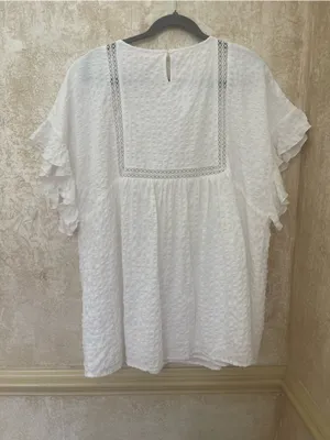 Altar’d State Cove White Embroidered Flutter Sleeve Mini Cotton Dress Boho Sz M thumbnail 7