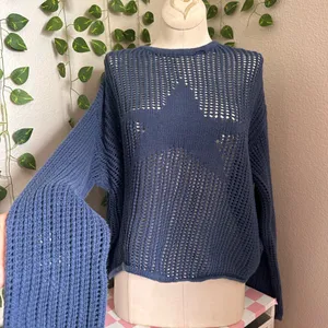 EDIKTED Seeing Stars Oversized Sweater Blue Women’s Size Small thumbnail 2