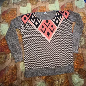 Urban Outfitters Ecote Intarsia Pullover Sweater womens M Geo Aztec Tribal Print thumbnail 1