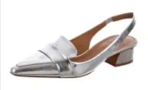 Tory Burch Silver Sadie Slingback Flats Sz 7 thumbnail 1