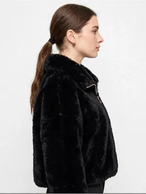 Zara Black Teddy Zip-Front Jacket thumbnail 5