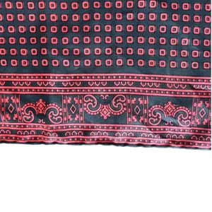 70's vintage geometric foulard square neck scarf bandana silk navy red wrap thumbnail 3