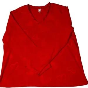 Pink k 2 piece set red cozy pjs with cute heart design. thumbnail 3