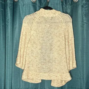 BCBGMaxAzria Vintage Cream Knit Cardigan Vintage Grandma Core Chunky Sweater L thumbnail 4
