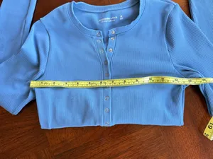 Abercrombie & Fitch light blue Henley long sleeve XS thumbnail 6