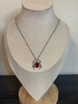 Handmade Silver/Red Spider Necklace thumbnail 2