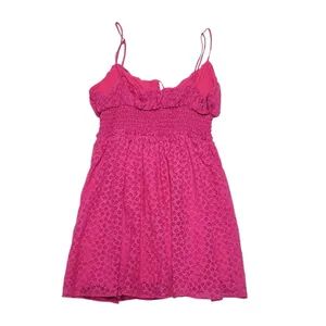 Urban Outfitters Riley Smocked Waist Pink Mini Dress Size Medium thumbnail 4