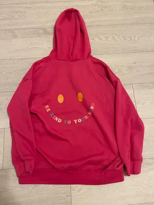 SheIn PinkGraphic Hoodie with Smiley Face thumbnail 1