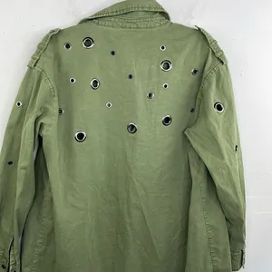 ZARA Oversized Rivet Roll Sleeve Utility Jacket Size X Small Green thumbnail 11