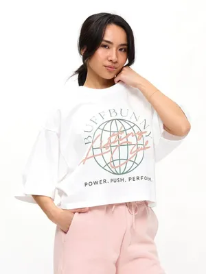 Buffbunny Lifting Club Crop crew neck Tee in White size medium thumbnail 1