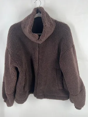 Lululemon Cinchable Fleece Zip-Up Jacket Dark Brown Size 12 thumbnail 2