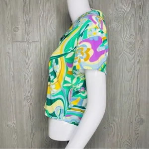 Nwt rue21 cropped collared button down shirt tie dye swirl 70s style XL thumbnail 4