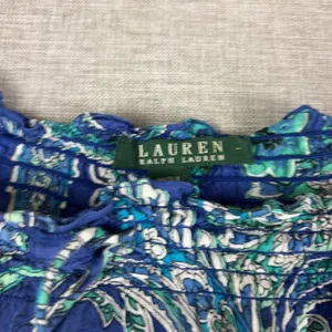 Lauren Ralph Lauren Blouse Womens M Blue‎ Off The Shoulder Ruffle Paisley thumbnail 2
