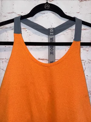 Nike Elastika 2.0 Orange Racerback Tank Gray Straps Medium Dri Fit lightweight thumbnail 3