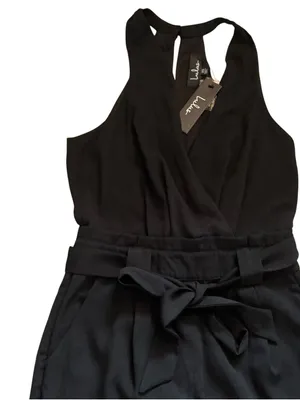 Lulus black jumpsuit women’s haltertop size XS belted thumbnail 5