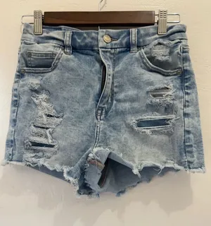 American Eagle Outfitters (AEO) High-Waisted Distressed Ripped Jean Shorts Sz 4 thumbnail 1