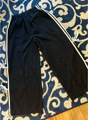 Adorable Black Track Pants with White Side Ties thumbnail 6