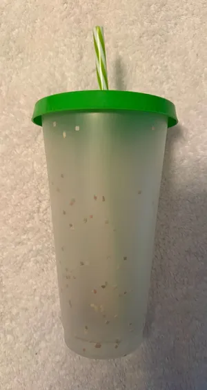 Green Lid Frosted Confetti Tumbler with Straw 24 oz thumbnail 1