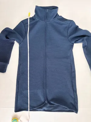 MPG Ottoman Long Full Zip Up Ribbed Sweater Jacket - S - Slate Blue thumbnail 1
