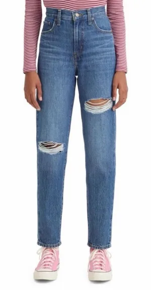 Levi’S High Waist Mom Jean Dark Wash Distressed 26 thumbnail 1