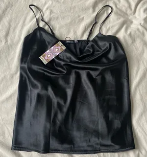 NWT Boohoo Black Satin Cowl Neck‎ Top thumbnail 1