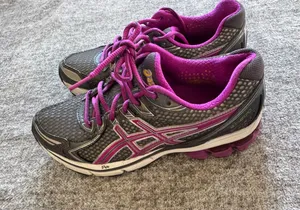 ASICS Women's Gray and Magenta Athletic Running Shoes thumbnail 1