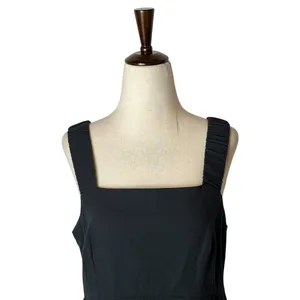 Pact Canopy Linen Blend Tank Dress Women Medium Black Smocked Maxi Lagenlook thumbnail 4