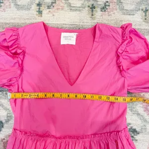 Tuckerneck Hyacinth‎ House Fuchsia Pascale Mini Dress Small Tiered Puff Sleeve thumbnail 5
