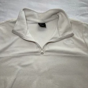 The North Face Womens 100 Glacier 1/4 Zip Fleece Pullover Cream White Large thumbnail 9