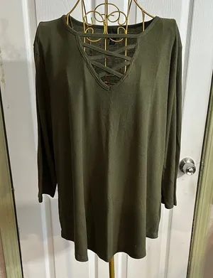 Worthington Green Cut Out Tunic Top size XL thumbnail 1