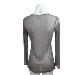 Victoria's Secret Sparkle Metallic Purple Grey Sheer Long Sleeve Tunic Top XS thumbnail 2