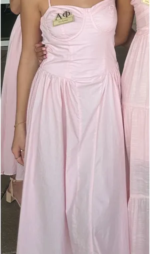 Midi blush pink corset dress thumbnail 2