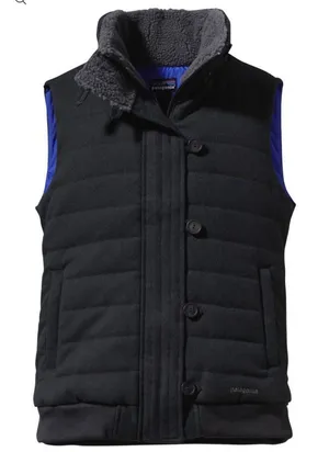 Patagonia Women’s Vagabunda Quilted Fleece Neck Puffer Vest Dark Gray S thumbnail 1