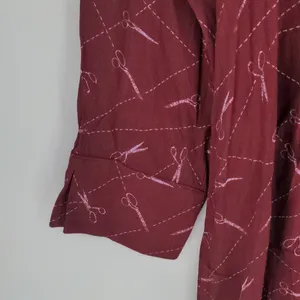 Modcloth A Cut Above Average Shirt Dress Size 12 Burgundy Scissors Hair Stylist‎ thumbnail 16