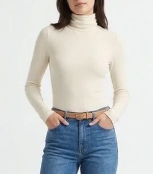 Naked Wardrobe Ivory Long Sleeve Turtleneck Bodysuit Cream Medium thumbnail 1