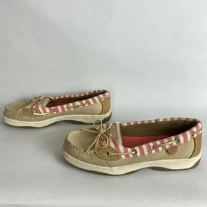 Sperry Top‎ Sider Angelfish Boat Shoes Women 6 Leather Cream Pink Nautical Flats thumbnail 5