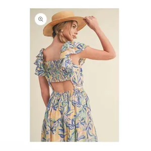 &merci Love Forever Floral Print Cut Out‎ Back Midi Dress Blue Multi M thumbnail 6