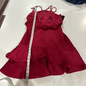 Lulu’s On The‎ Floor Fuchsia Satin Sleeveless Ruffle Mini Dress Size S thumbnail 11