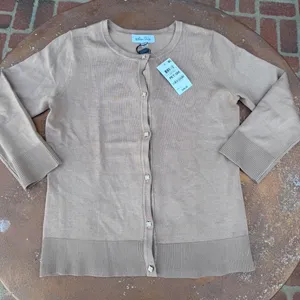 J.Crew NWT classy button front Cardigan sweater in tan sz PS #preppy thumbnail 4