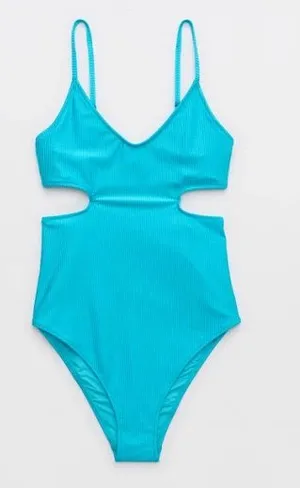 Aerie Shine Rib Voop Cheeky One Piece Swimsuit thumbnail 1