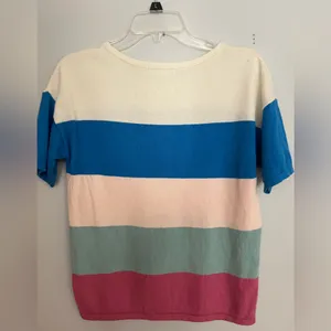 Boden Pink and Green Knit Sweater‎ Top Size 6 thumbnail 2