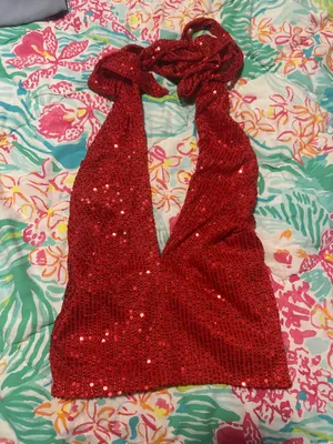 red glitter sequin top Size XS thumbnail 2